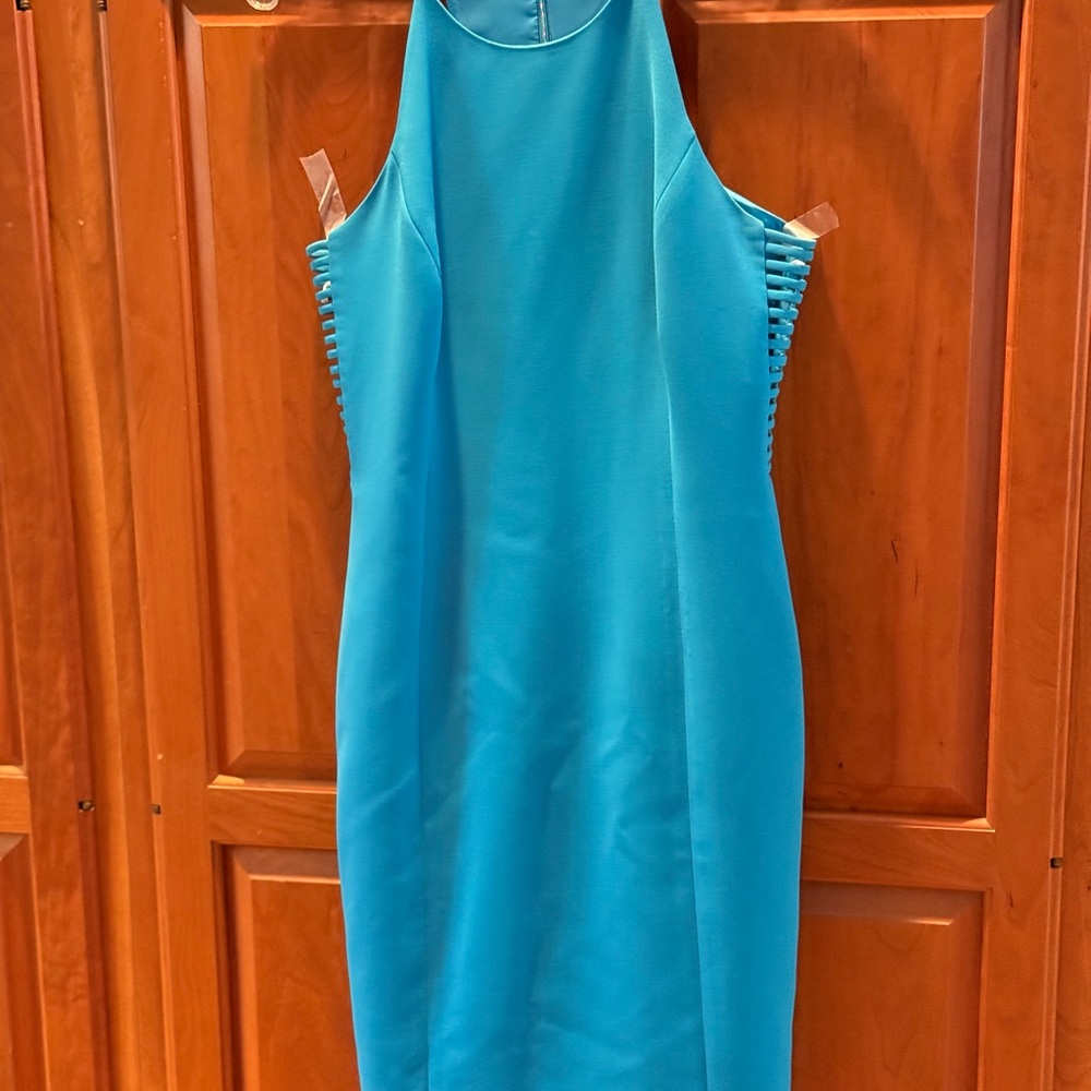 Calvin Klein Blue Backless Cut Out Sheath Dress, size small